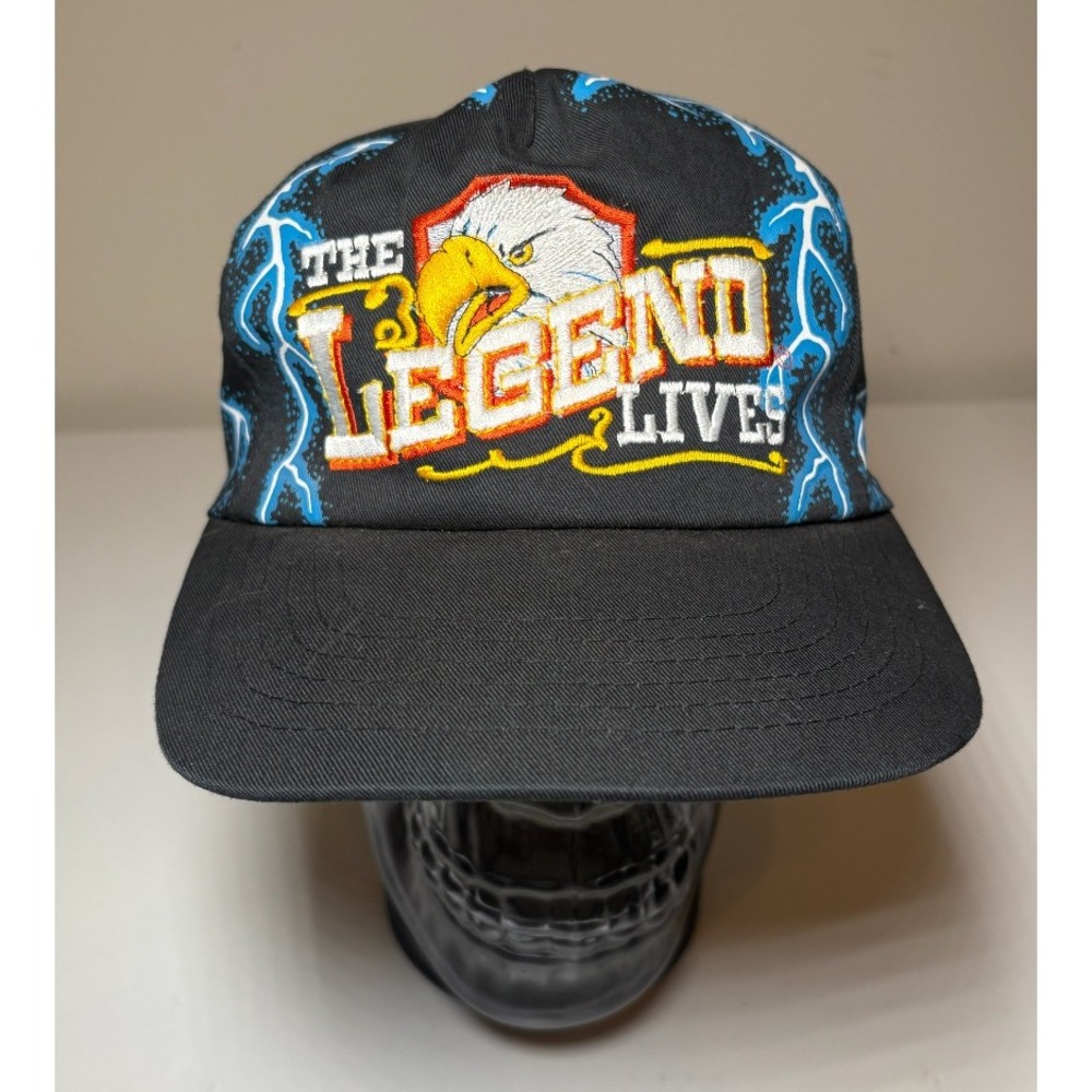 Vintage The Legend Lives Eagle Lightning Print Snapback Motorcycle Hat